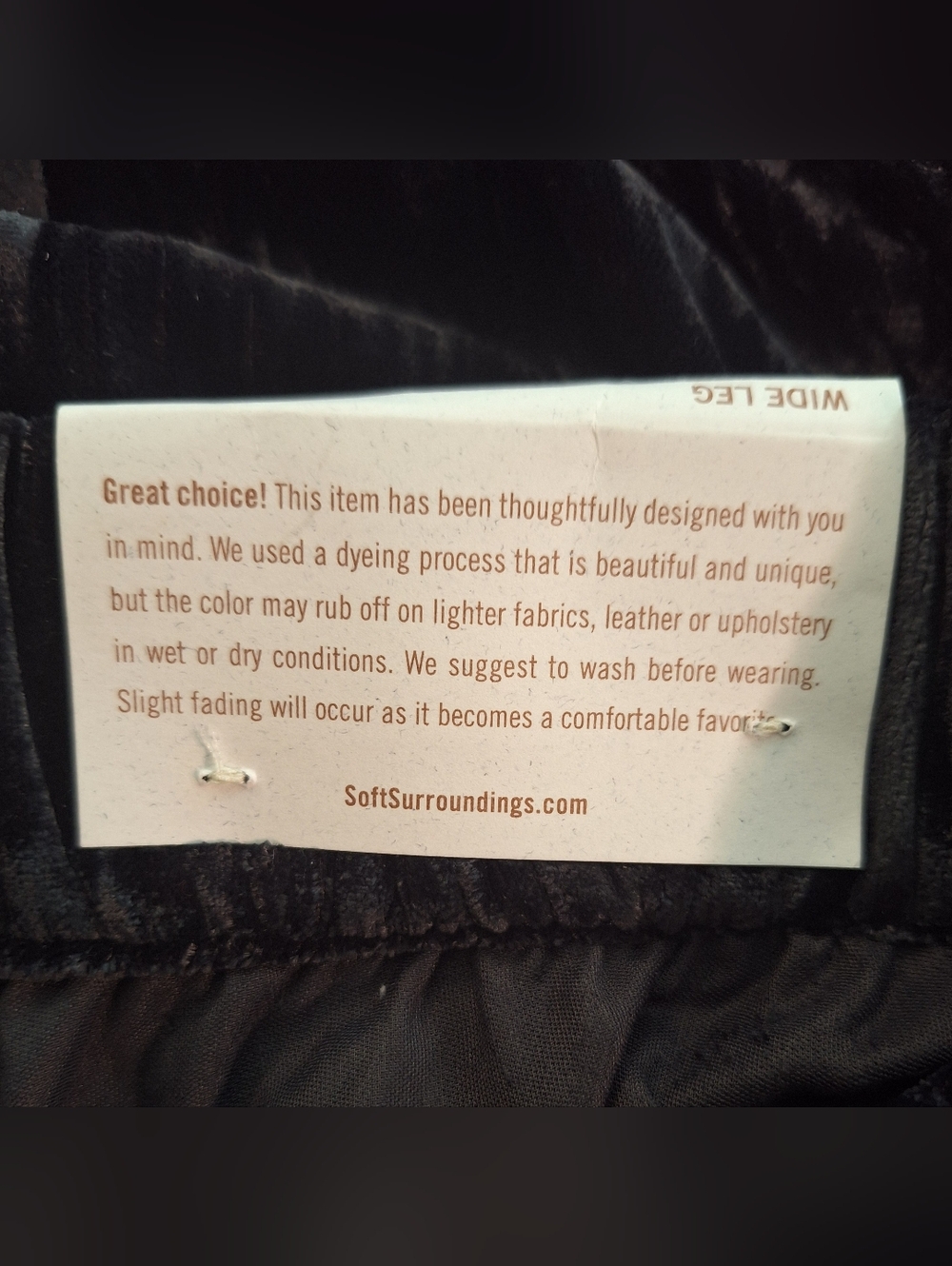Soft Surroundings Black Crushed Velvet Wide Leg Pants Medium NWT *Q - Picture 5 of 9